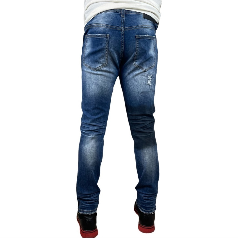 VALABASAS DISTRESSED SLIM STRAIGHT MOTO JEANS - Picture 3 of 12